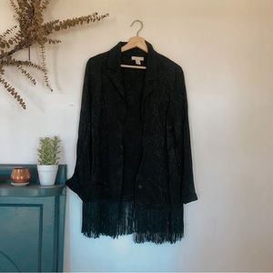 Forever 21 boho paisley print textured fringe jacket kimono